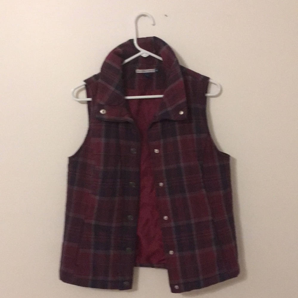 Navy Plaid Puffer Vest